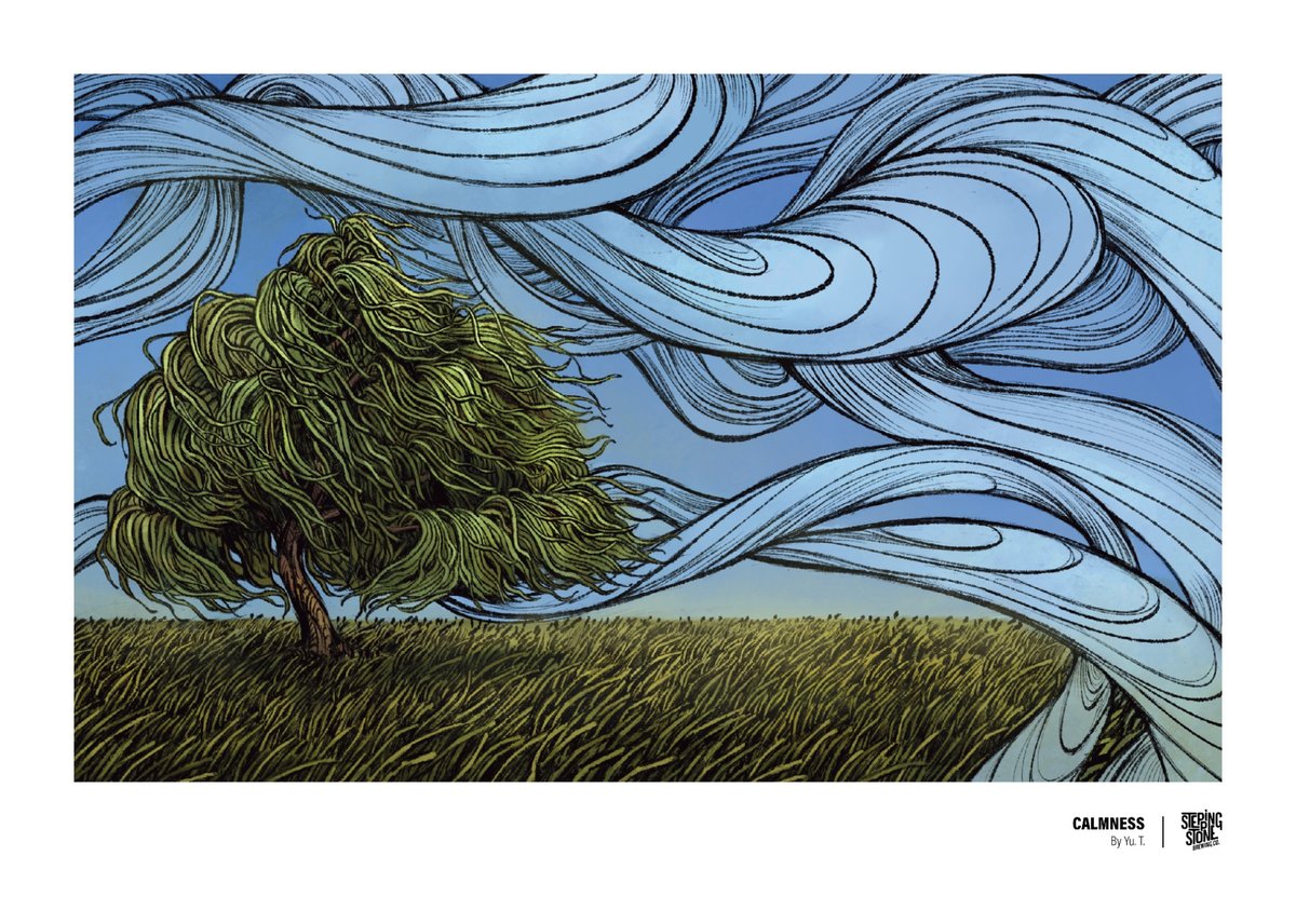 Blue, Green, Wind, Tree, Art, Poster - Yullia T